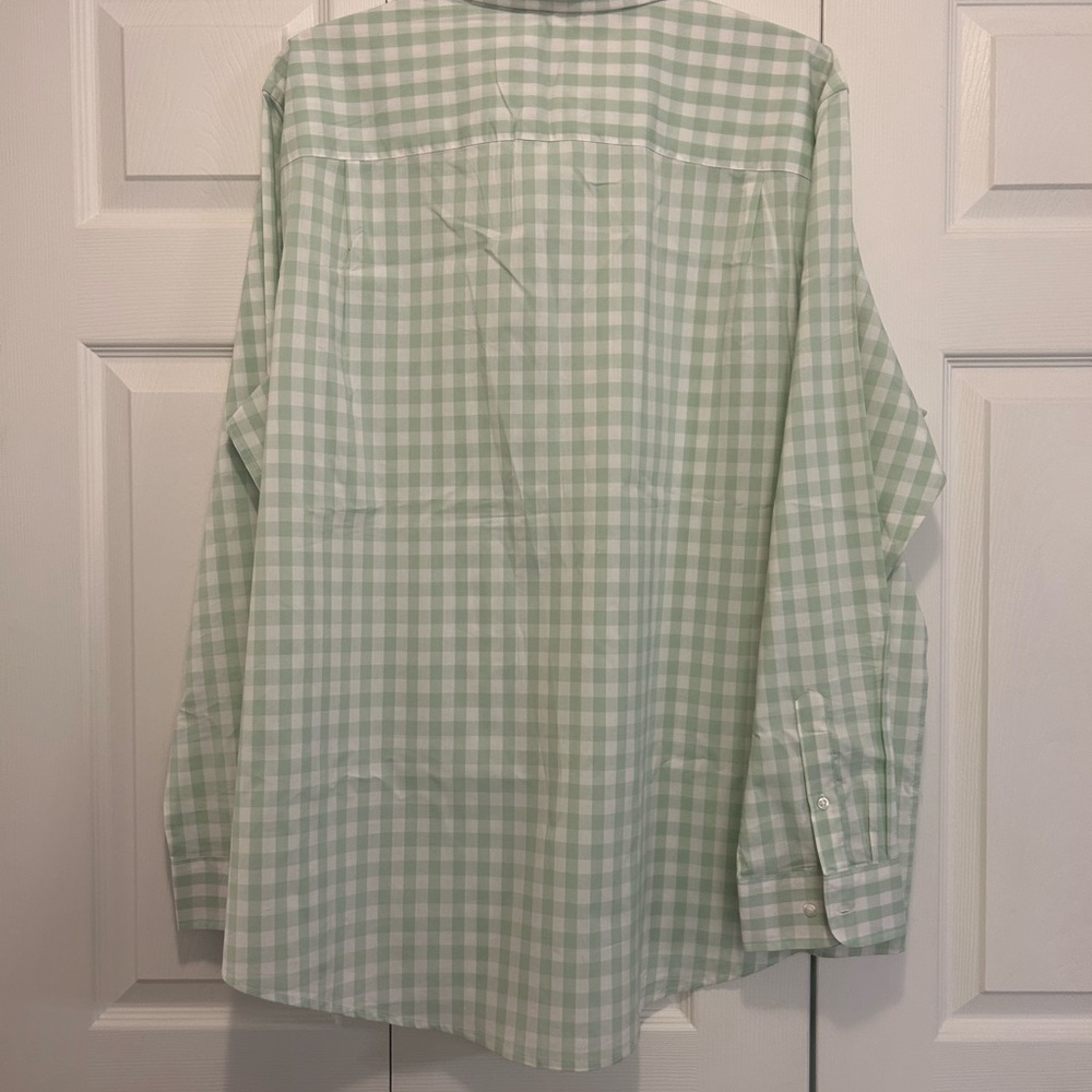BNWT Men’s Size 3XL Long Sleeve Button Down Green Gingham Shirt - Picture 5 of 5
